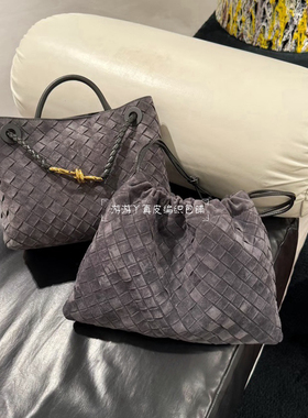 2025冬季新款麂皮Dustbag真皮编织垃圾袋复古百搭手提单肩潮女包