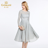 蕾丝连衣裙长款 乔万尼秋装 高腰气质女人味正式 长袖 女商场新款 修身