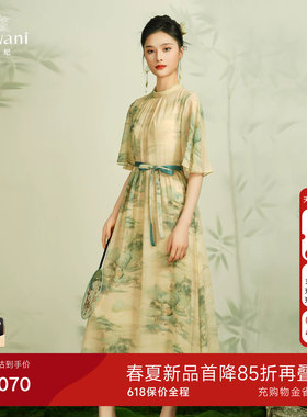 乔万尼真丝连衣裙2026夏新桑蚕丝新中式国风设计裙子EM2E876