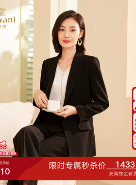 乔万尼2026新款女士黑色西装外套职场通勤风高级感极简ET3B712