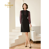 2025新款 春款 法式 乔万尼连衣裙长袖 撞色设计气质中长款 EM3E412