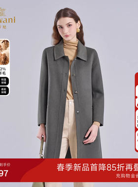乔万尼老钱风绵羊毛毛呢大衣长款单排扣修身优雅外套EI4A578