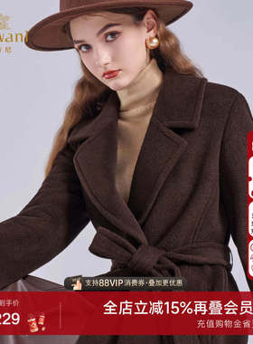 乔万尼老钱风毛呢外套中长款系带收腰轻奢高级感羊毛大衣ED4A771