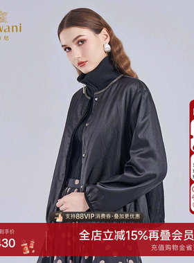 乔万尼2025冬中性风立领女短款黑色拉链夹克外套时尚棉服ED4K726