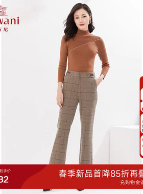 乔万尼时尚冬商场同款休闲长裤磨毛弹力经典微喇长裤百搭EI4F510