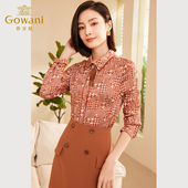 衬衫 乔万尼2025秋新品 上衣压褶千鸟格长袖 百搭流行高级感ET3C645