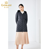 乔万尼冬季 黑色连帽羽绒服 收腰显瘦保暖抗寒中长款 新款 商场同款