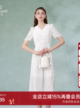 乔万尼白色连衣裙高级感女新款气质法式高级感显瘦长裙DF2E412005