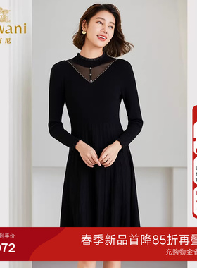 乔万尼高级精致感2025冬新款绵羊毛针织连衣裙假两件设计ET4M940