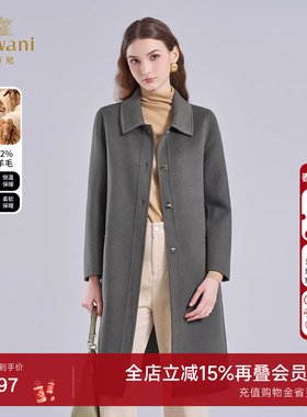 乔万尼老钱风绵羊毛毛呢大衣长款单排扣修身优雅外套EI4A578
