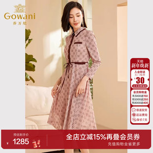 印花收腰显瘦气质中长款 连衣裙长袖 ET3E732 新品 乔万尼2025秋季