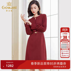 乔万尼春季连衣裙新款长袖新款韩系红色长裙气质中长款EF3E862