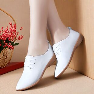 秋鞋 薄款 单鞋 尖头大码 防滑开车轻便鞋 软底女装 板鞋 平底皮鞋 运动鞋