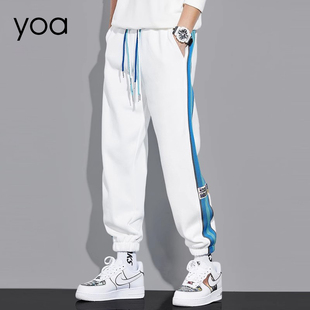 子男大学生穿搭9分 休闲长裤 YOA运动裤 男秋潮流宽松百搭束脚卫裤