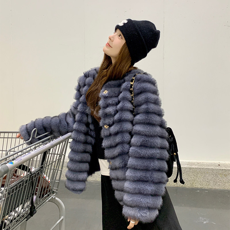 有货款2025高仿龙猫蓝紫色毛皮草剪毛外套2C002A622P175K258,女装皮草,2C002