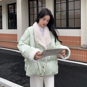 大量有货 2025冬季新中式提花水貂毛羽绒服2C002 A618 P265 K398图片