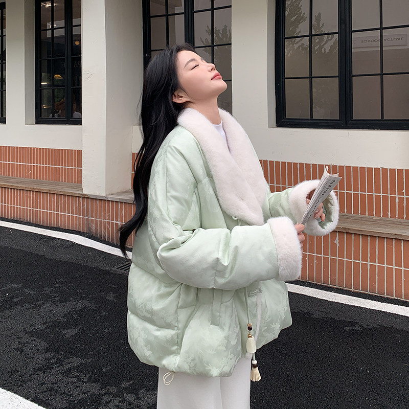 大量有货2026冬季新中式提花水貂毛羽绒服2C002A618P265K398,女装羽绒服,2C002
