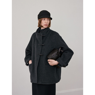 SOMETHING 70支澳洲100%美丽诺羊毛 门襟双层设计双面毛呢料大衣