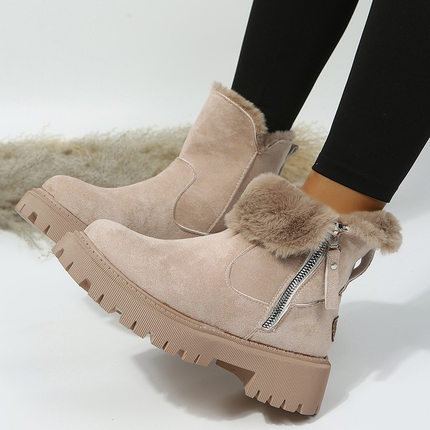 2022冬加绒女鞋保暖速卖通跨境棉鞋大码侧拉链雪地短靴Ugg boots