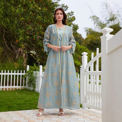 绣花钉珠开衫连衣裙套装Dress