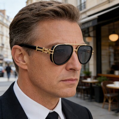 跨境男复古朋克墨镜双梁太阳镜