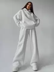 2023 Amazon Ebay European and American Women's Autumn and Winter New Hooded Pocket Loose Sweatshirt Wide-Leg Pants Two-Piece Set