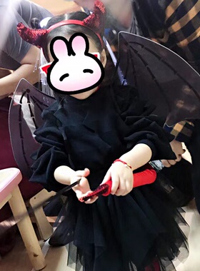 万圣节儿童黑色小恶魔蝙蝠翅膀派对演出道具魔鬼黑色走秀翅膀包邮