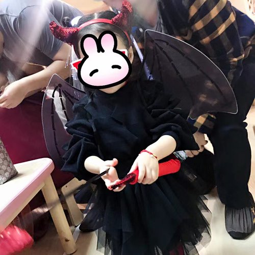 万圣节儿童黑色恶魔蝙蝠翅膀