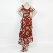 不规则荷叶边自由烂漫花裙2026年新款 没2月 海棠醉日 吊带裙