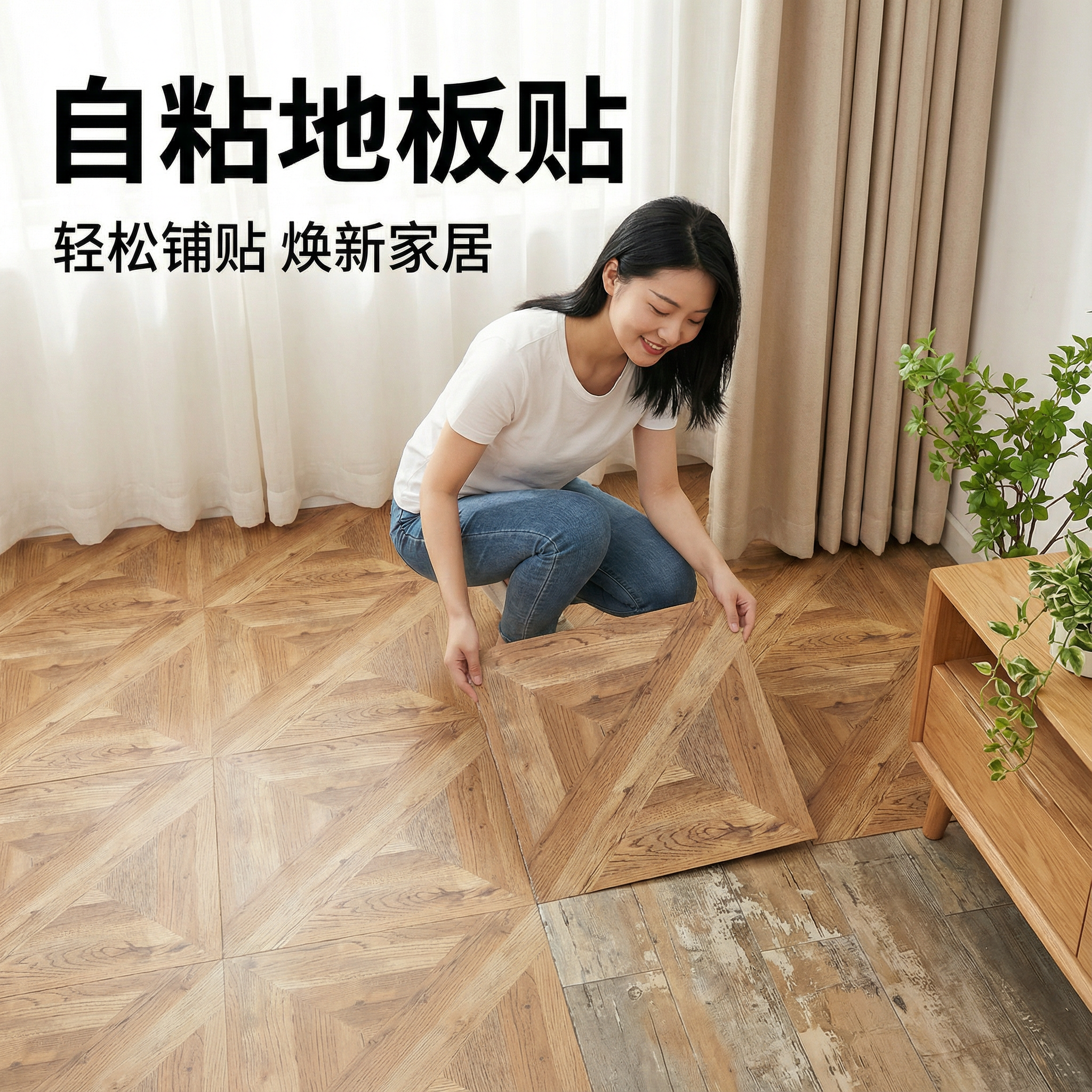 pvc地板革自粘加厚耐磨仿花砖