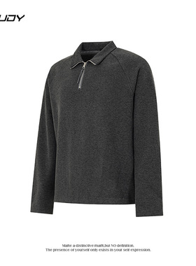 OVDY官方新款抗皱拉链翻领长袖空气棉氛围感老钱风休闲t恤上衣潮