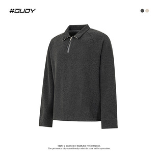 OVDY官方新款抗皱拉链翻领长袖空气棉氛围感老钱风休闲t恤上衣潮