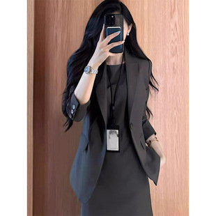 高端大码女装秋季胖妹妹显瘦职业长袖小西装时尚套装新款中长裙子
