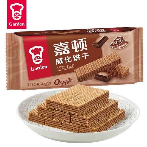 嘉顿（Garden） 威化饼干巧克力味200g零食休闲食品果肉条