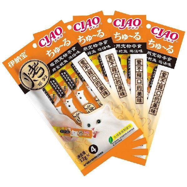 伊纳宝（INABA）妙好啾噜猫条猫零食湿粮 12g*4*4支 烤金枪鱼鸡汤