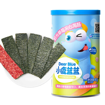 小鹿蓝蓝_海苔夹心脆草莓味宝宝零食酥脆营养海苔即食罐装海苔碎