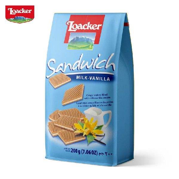 莱家loacker薄片香草牛奶味威化饼干200g进口休闲儿童零食京东超