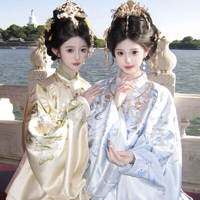 原创汉服女明制妆花圆领袍织金马面裙仙气中国风套装华丽马面裙