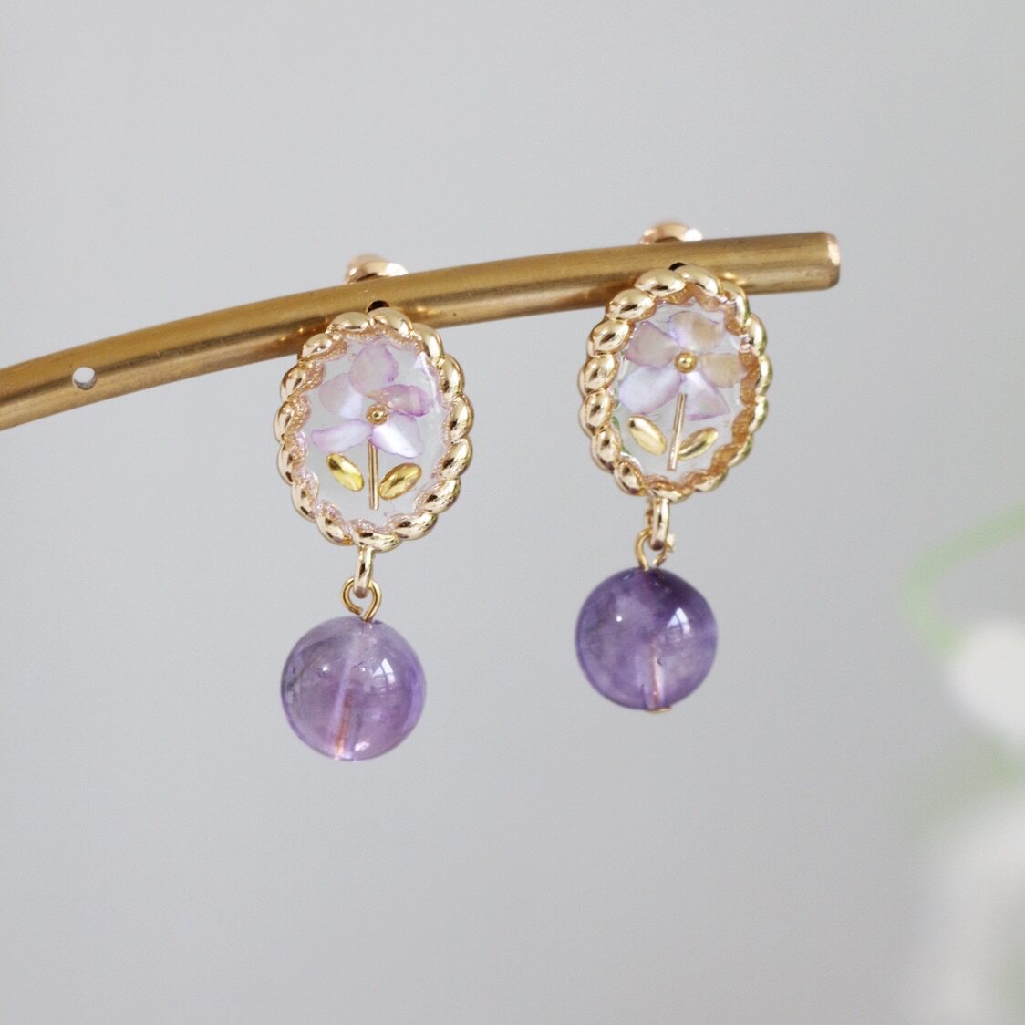 花水木木手作小众设计紫水晶耳钉 贝壳耳饰品高级百搭饰品潮,饰品/流行首饰/时尚饰品新,耳环,淘宝优惠券,粉丝福利购,淘宝优惠卷