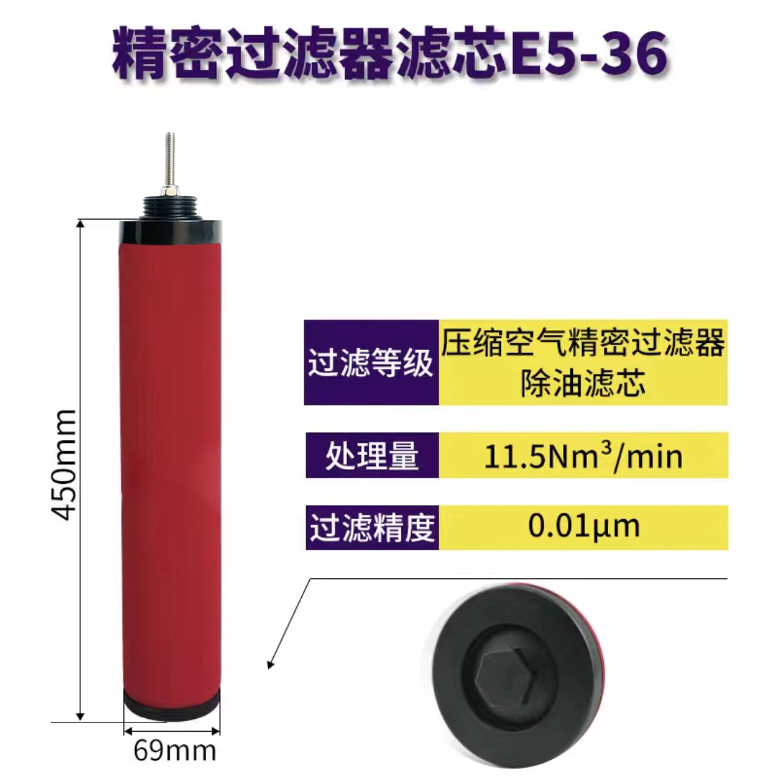 新反牙CTA010汉克森精密过滤器滤芯A10A A10T A10C E732品