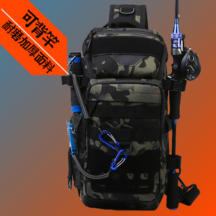 路亚包斜挎胸包男迷彩耐磨工具假饵饵盒收纳可背竿单肩渔具小背包