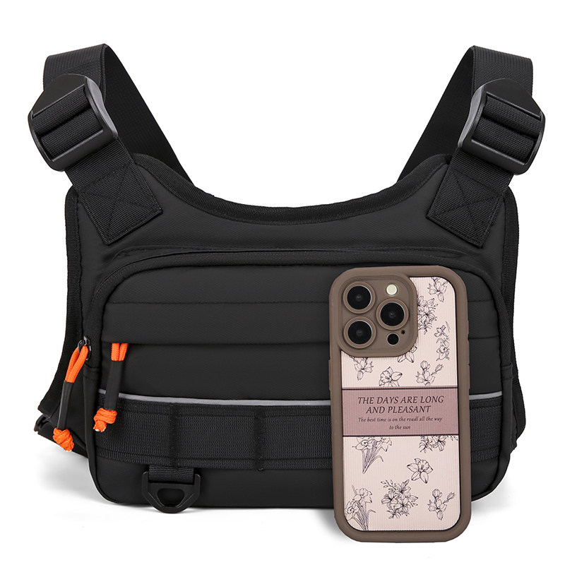 双肩胸包户外跑步马拉松手机工装机能马甲摩托车骑行胸前多功能包
