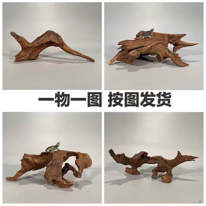 免煮沉木乌龟晒台鱼缸造景摆件