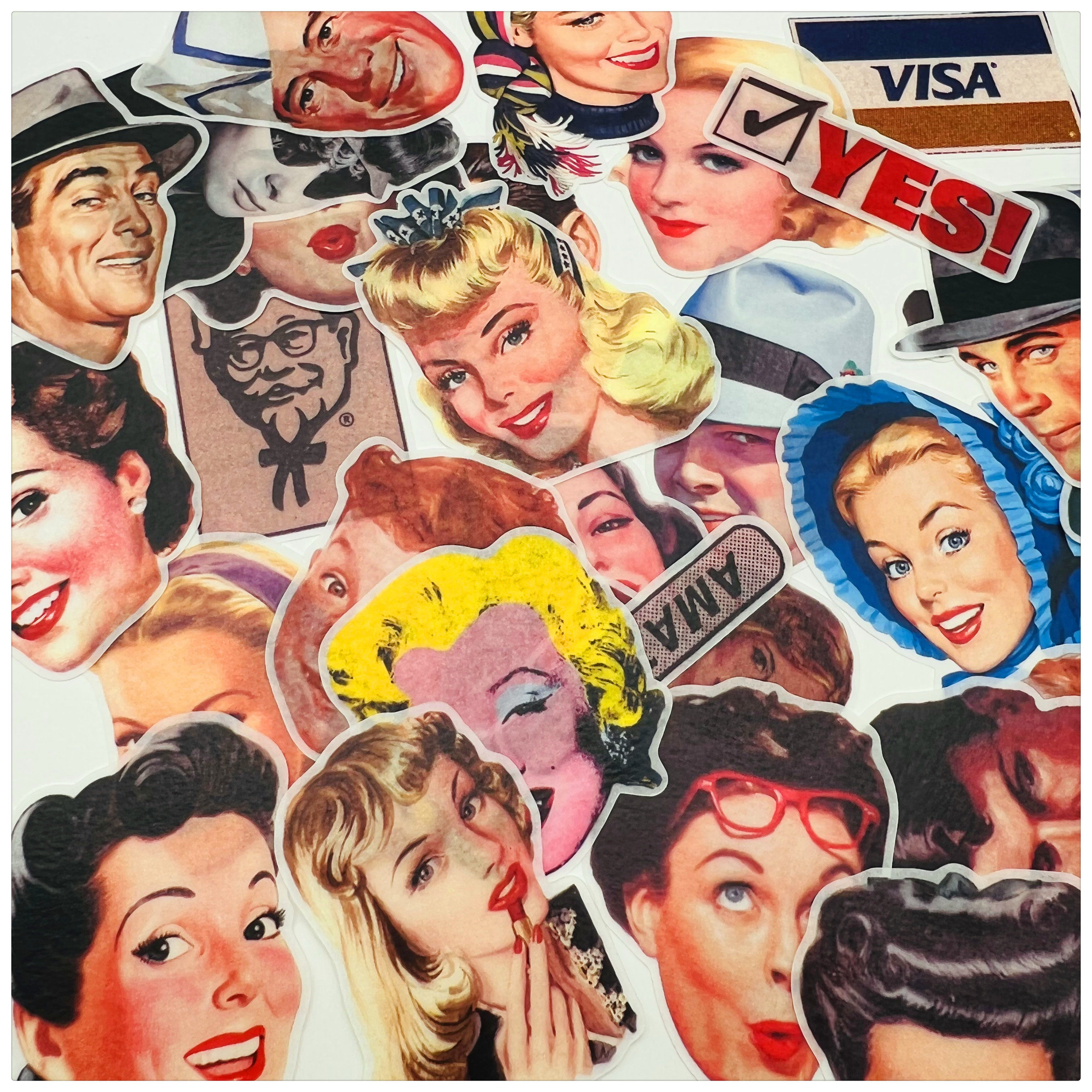 junk journal 手帐素材 复古人物头像贴纸 29枚 tn手账25元包邮