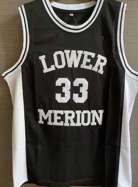 科比劳尔梅里恩33号高中球衣 复古黑色刺绣篮球服运动无袖背心男