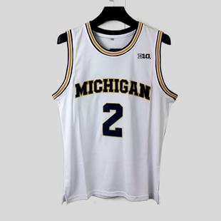 密歇根大学普尔2号刺绣球衣男女透气宽松复古美式篮球服运动背心
