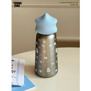 YOUNGFIRE雪人星愿316不锈钢保温杯女生高颜值学生小巧便携水杯子