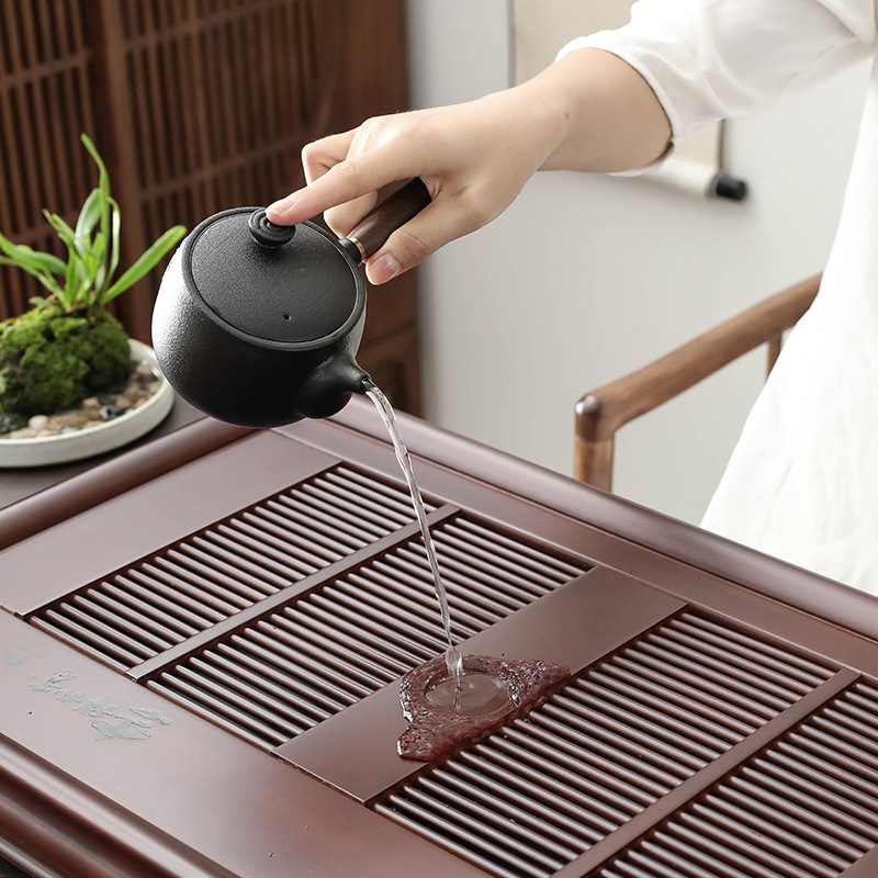 品匠长方抽屉式楠竹储水排水茶盘