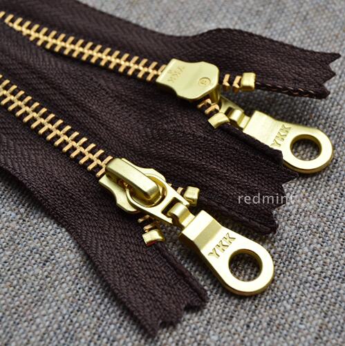 ykk8号闭尾咖啡色鞋靴金属拉链