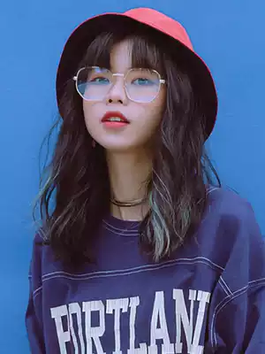 Glasses female ultra-light pure titanium alloy myopia finished products have degree polygon glasses frame Net red plain face tide man